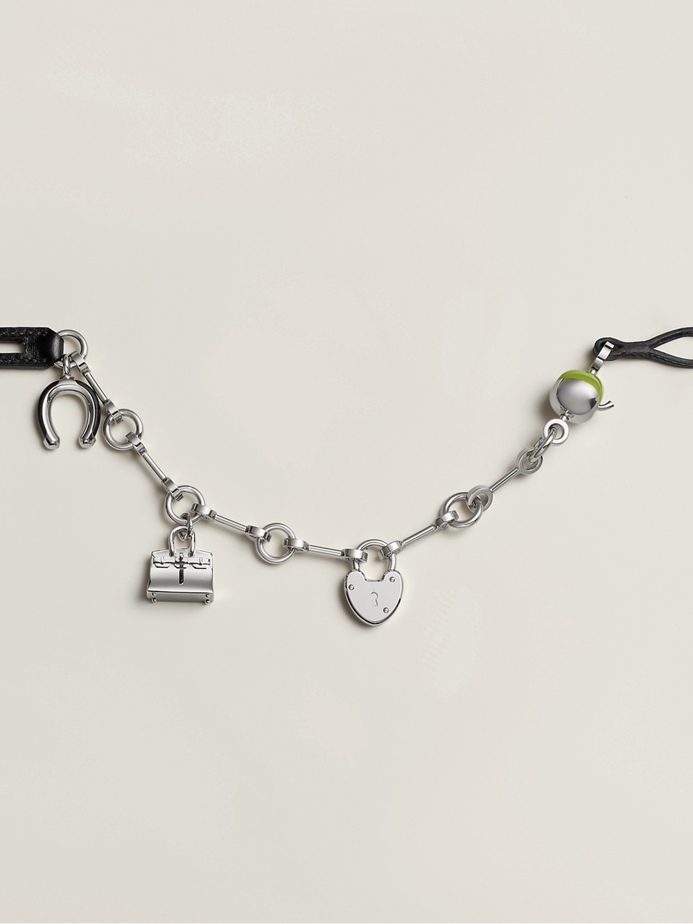 Brand New Hermès Bijou de Sac Charm Black Leather and Palladium Plated